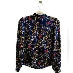 Forever 21 Multicolor Flower Mock Neck Blouse